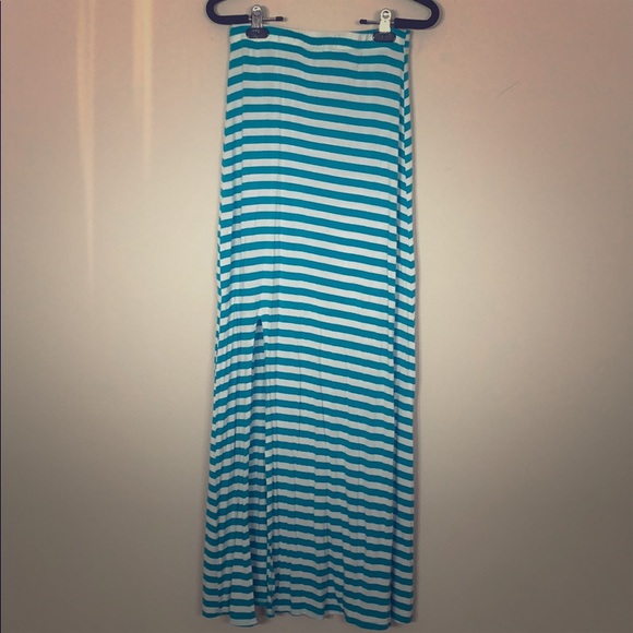 Kirra Dresses & Skirts - white and turquoise striped maxi skirt